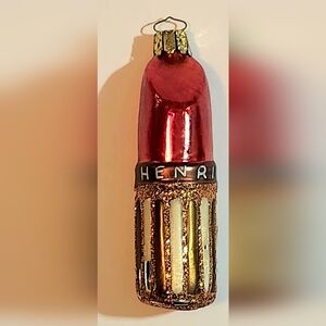 Henri Bendel Glamorous Red and Gold Lipstick Christmas Tree Ornament